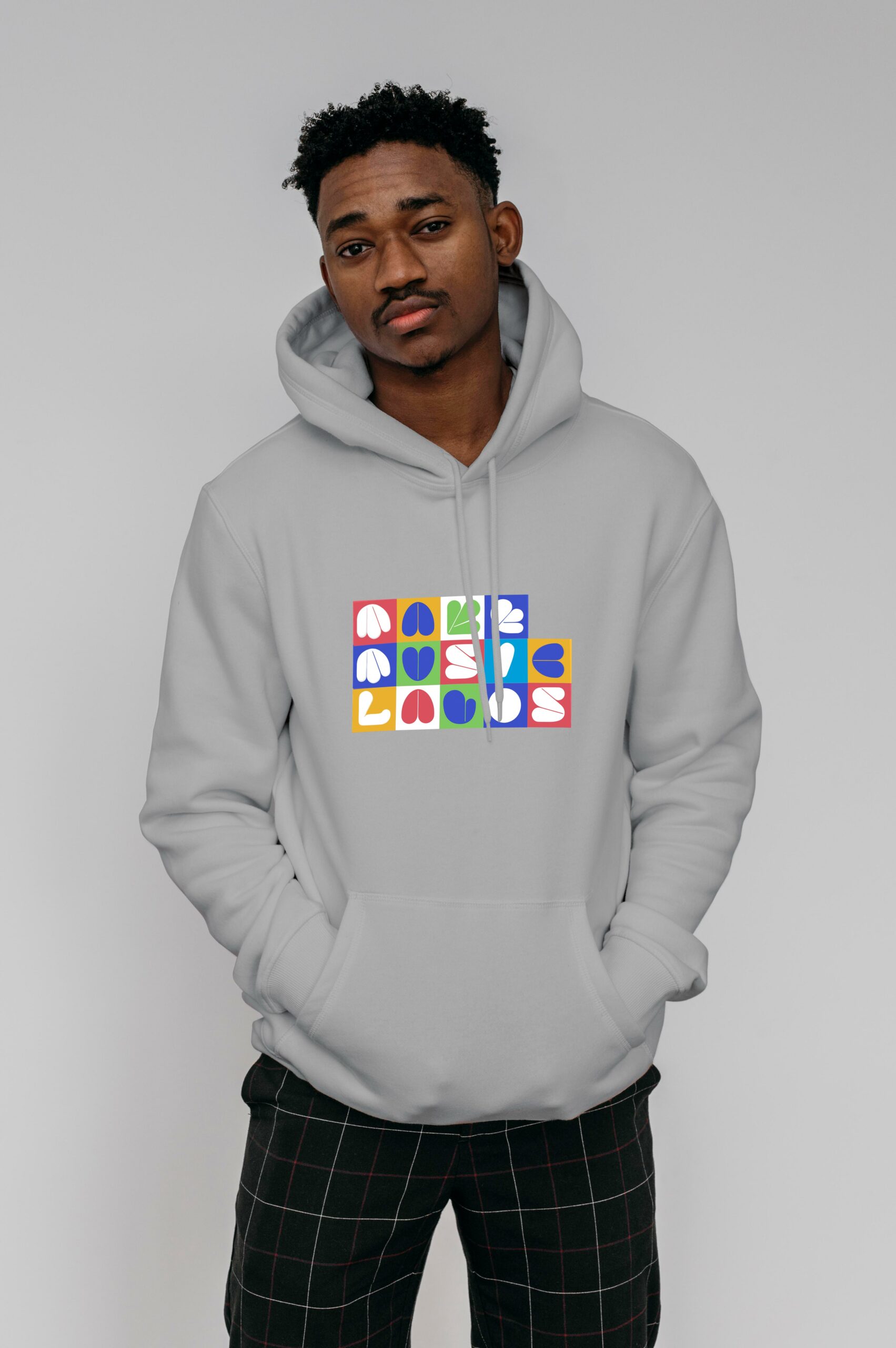 MML block design grey hoodie